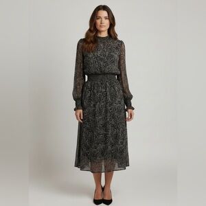 Elegant Black Floral Sheer Dress (size M)